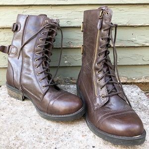 White Mountain Leather Combat Boots